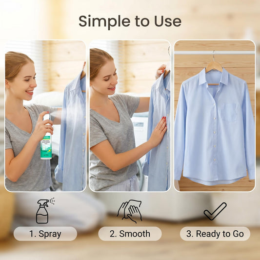 👔✨ Ránctalanító spray – Kíméletes összetételű, vasalás nélkül, egy spricceléssel kisimítja a ráncokat, hordozható kis kiszerelés, utánvéttel