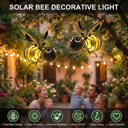 🐝☀️ Méh alakú, függeszthető napelemes lámpa, kültéri használatra