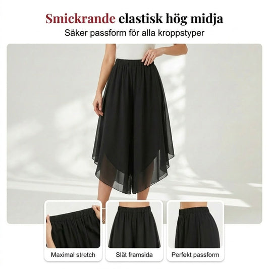 👗 Női aszimmetrikus, laza sifon nadrág – könnyed, leomló szabás, szabálytalan szegély, munkahelyre és nyaralásra egyaránt alkalmas, utánvéttel