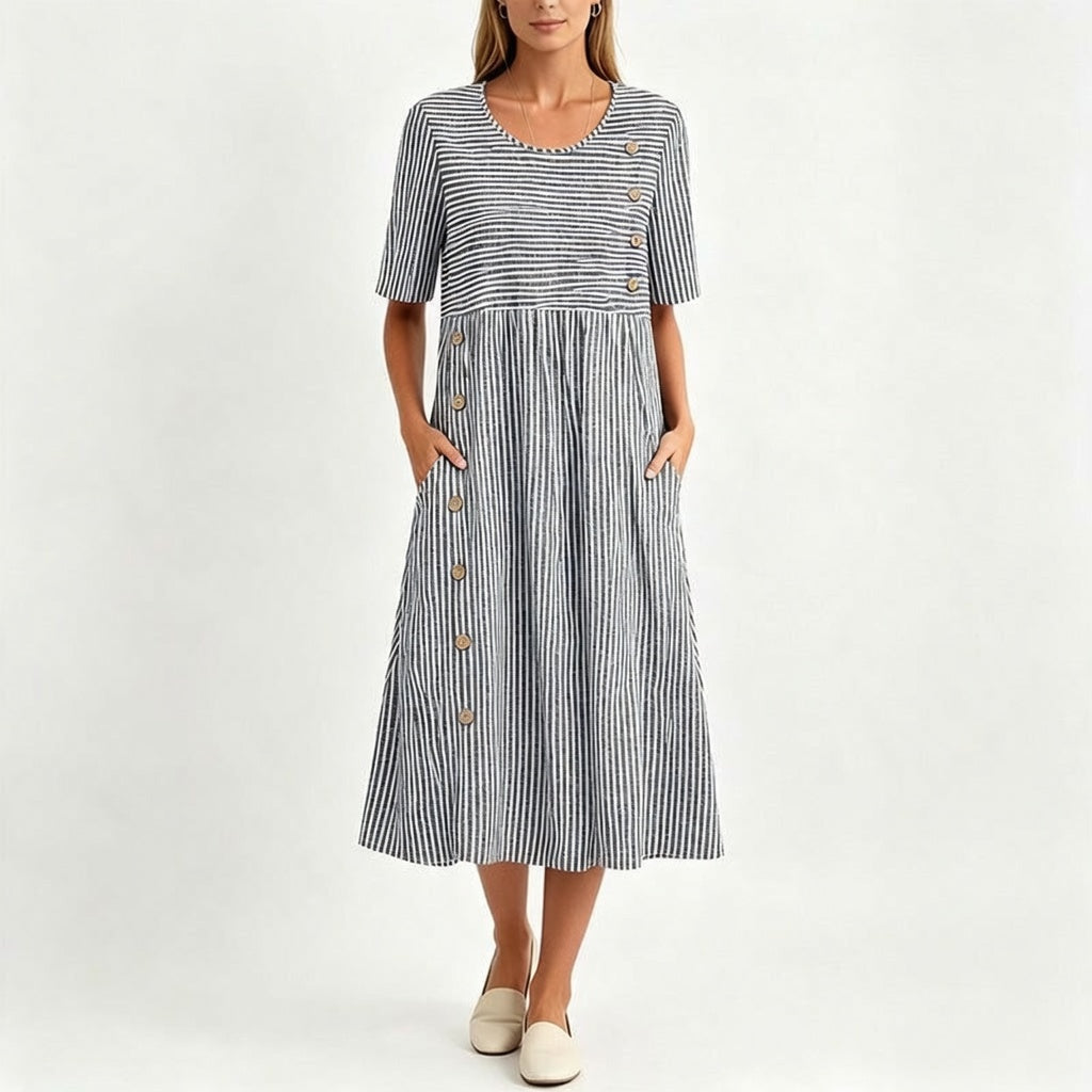 Kényelmes női csíkos hétköznapi ruha | DRESS
