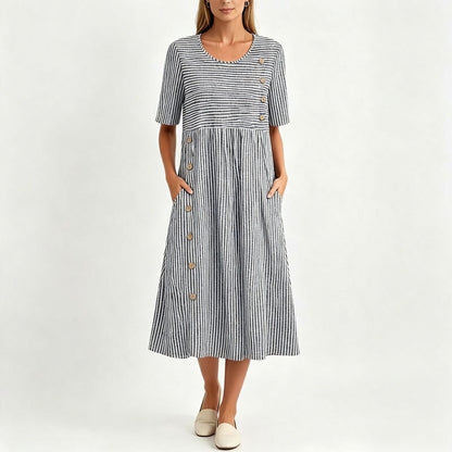 Kényelmes női csíkos hétköznapi ruha | DRESS