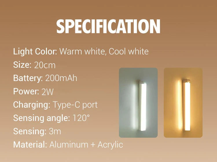 💡LED-es intelligens mágneses mozgásérzékelő – újratölthető🎉