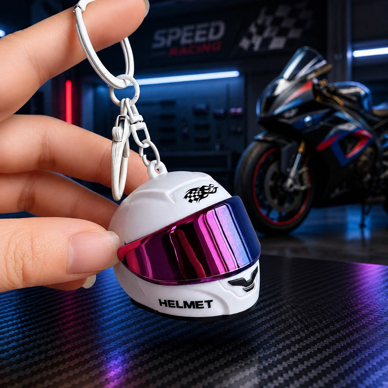🏍️Eredeti mini motoros sisakos kulcstartó