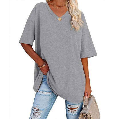 👕 Női, laza, V-nyakú póló