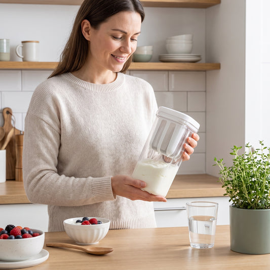 🥛🧀 Háztartási görög joghurt-szűrőedény – könnyedén kiszűri a savót, így otthon is elkészítheti a krémes görög joghurtot – elengedhetetlen kellék az egészséges konyhában
