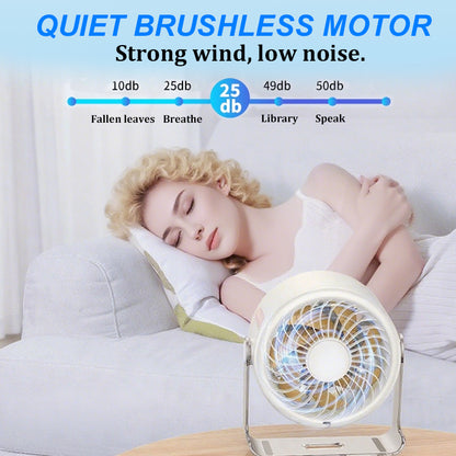 🏆🔥2026 asztali ventilátor – USB-ről tölthető, LED-kijelzővel📊  Rendkívül csendes, hálószobába😴, irodába🖥️ és kempingezéshez🏕️ is alkalmas