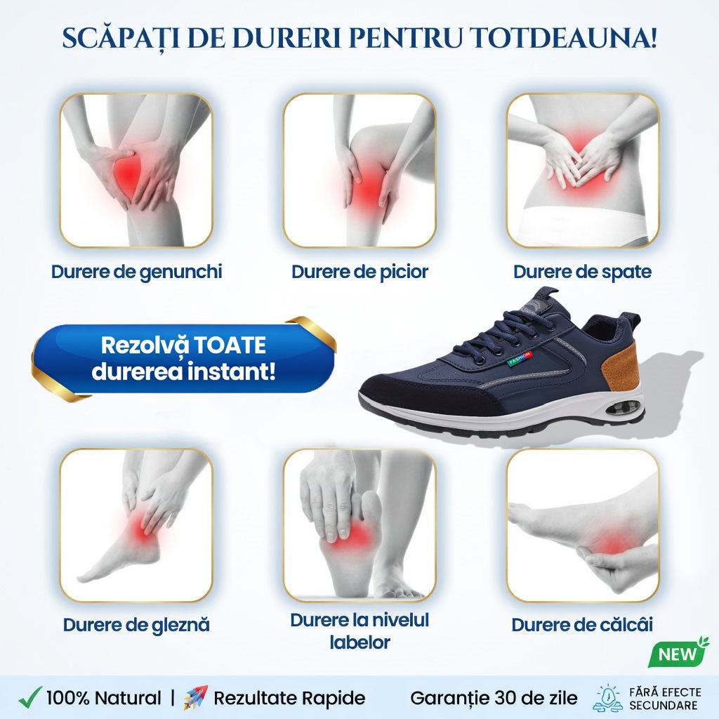 🎁 Ultima zi pentru a beneficia de reducerea de 50%! Nu rata ocazia! ⏰ Scapă de durerile de picioare și de fasciita plantară: încălțăminte ortopedică impermeabilă și antiderapantă.
