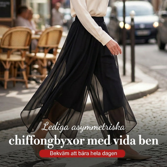👗 Női aszimmetrikus, laza sifon nadrág – könnyed, leomló szabás, szabálytalan szegély, munkahelyre és nyaralásra egyaránt alkalmas, utánvéttel