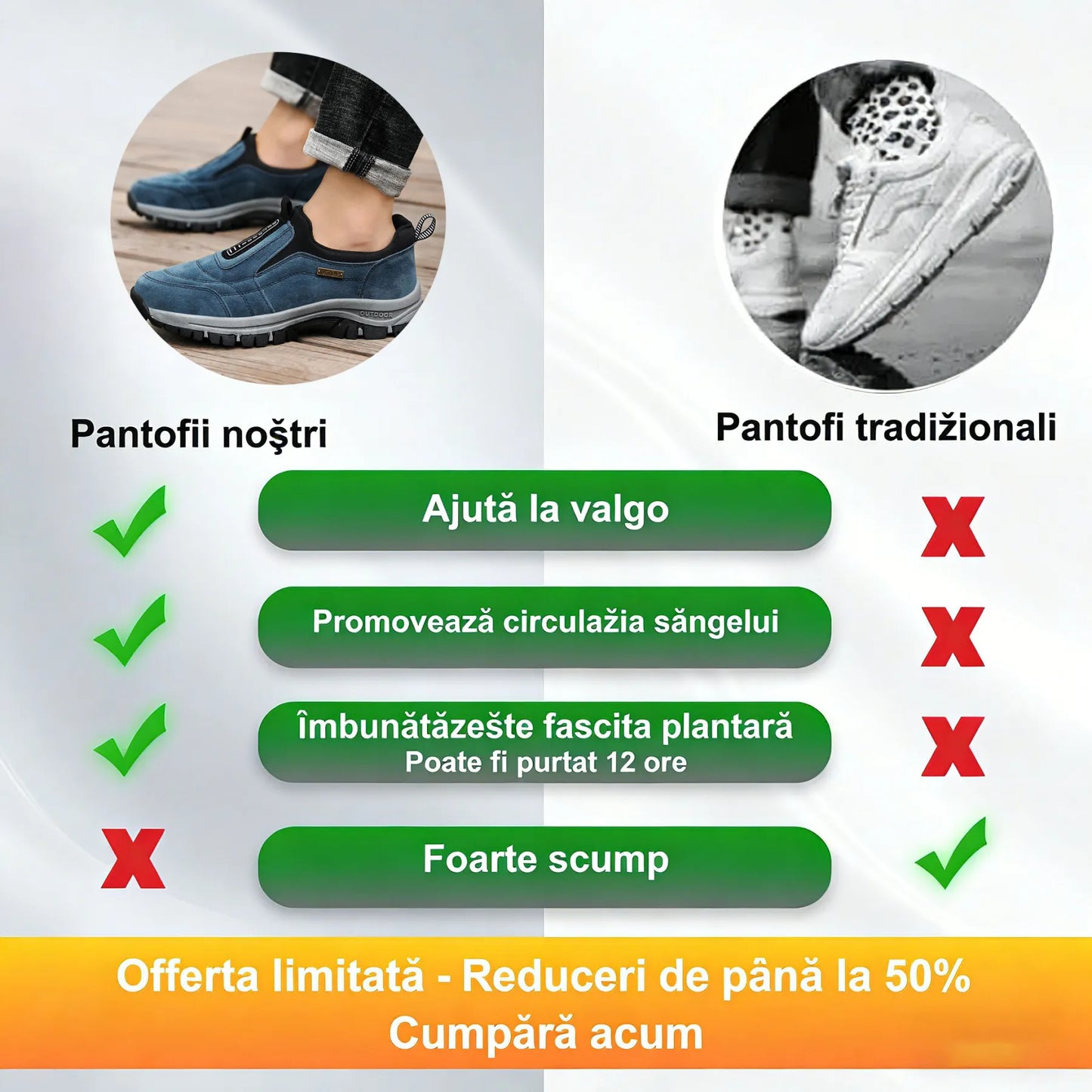 🎁Ultima zi pentru a te bucura de o reducere de 50%! Nu rata această oportunitate rară! ⏰Ameliorează durerile de picioare și fasciita✅Impermeabili și antiderapanți✅Potriviți pentru toate anotimpurile✅Eleganți și versatili - Pantofi ortopedici din piele în
