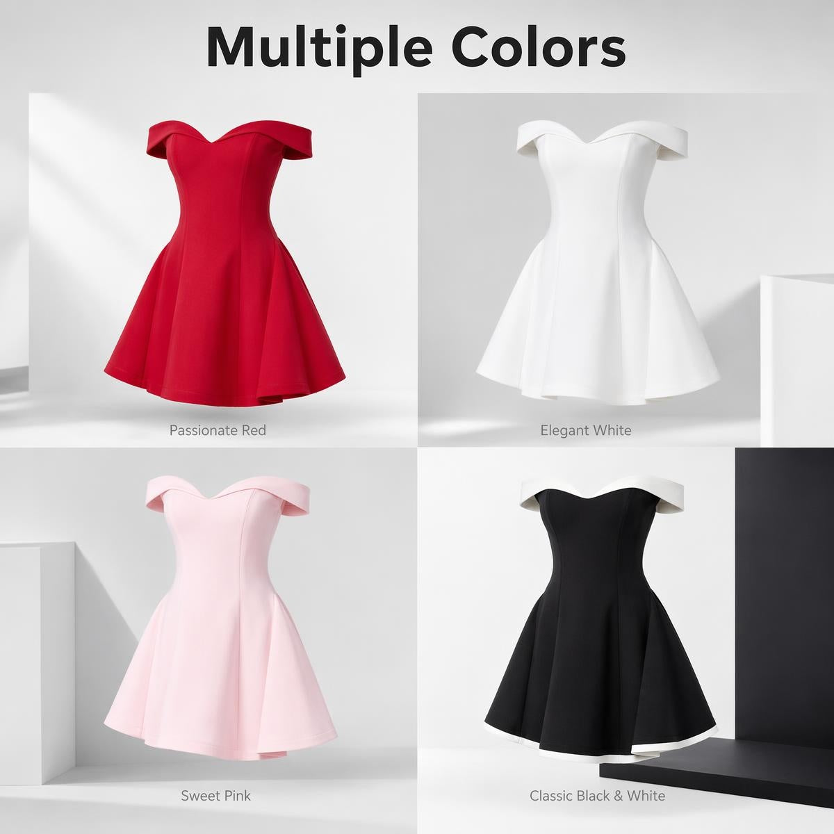Vállakat szabadon hagyó buborékujjas miniszoknya | DRESS