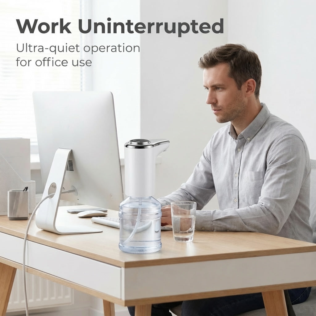 🚰 Otthoni palackos vízhez való automatikus vízszivattyú – USB-ről tölthető, hordozható vízszivattyú; egy gombnyomással adagolható, azonnal használatra kész; hordós vízhez és ásványvízhez egyaránt használható