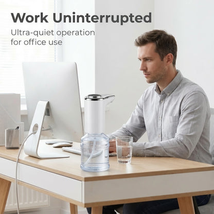 🚰 Otthoni palackos vízhez való automatikus vízszivattyú – USB-ről tölthető, hordozható vízszivattyú; egy gombnyomással adagolható, azonnal használatra kész; hordós vízhez és ásványvízhez egyaránt használható