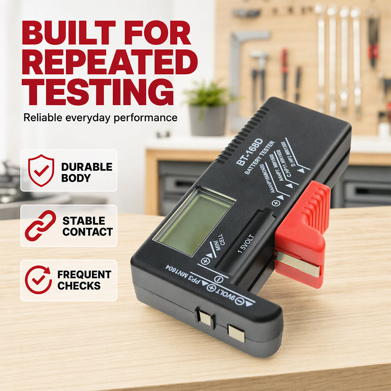 Hordozható digitális akkumulátor állapot ellenőrző műszer AA/AAA/9V elemekhez | BATTERY TESTER
