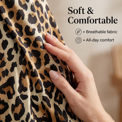 🐆Női, V-nyakú, elöl csavart, leopárdmintás felső👚