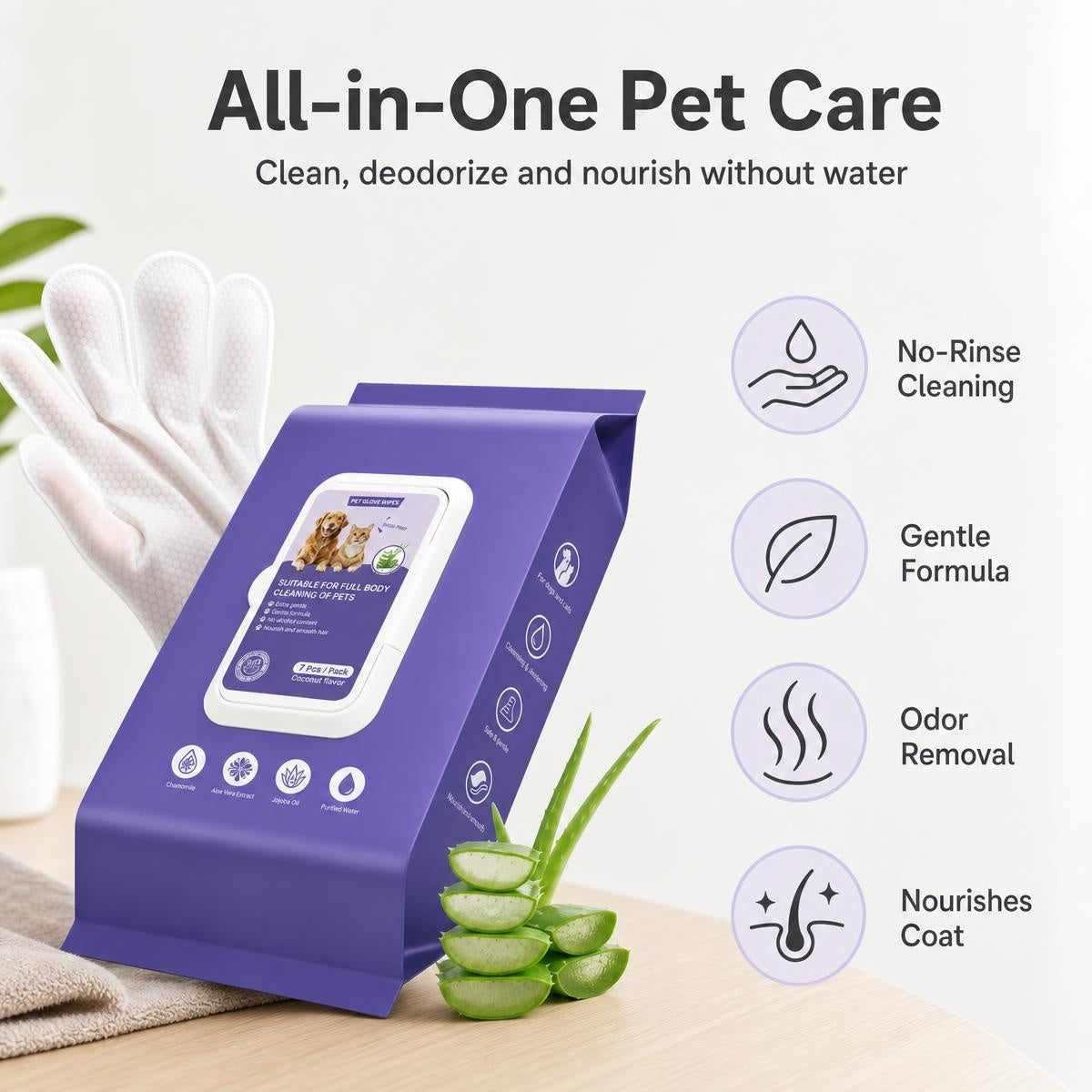 Kisállat gyors tisztító kesztyű | PETCLEAN