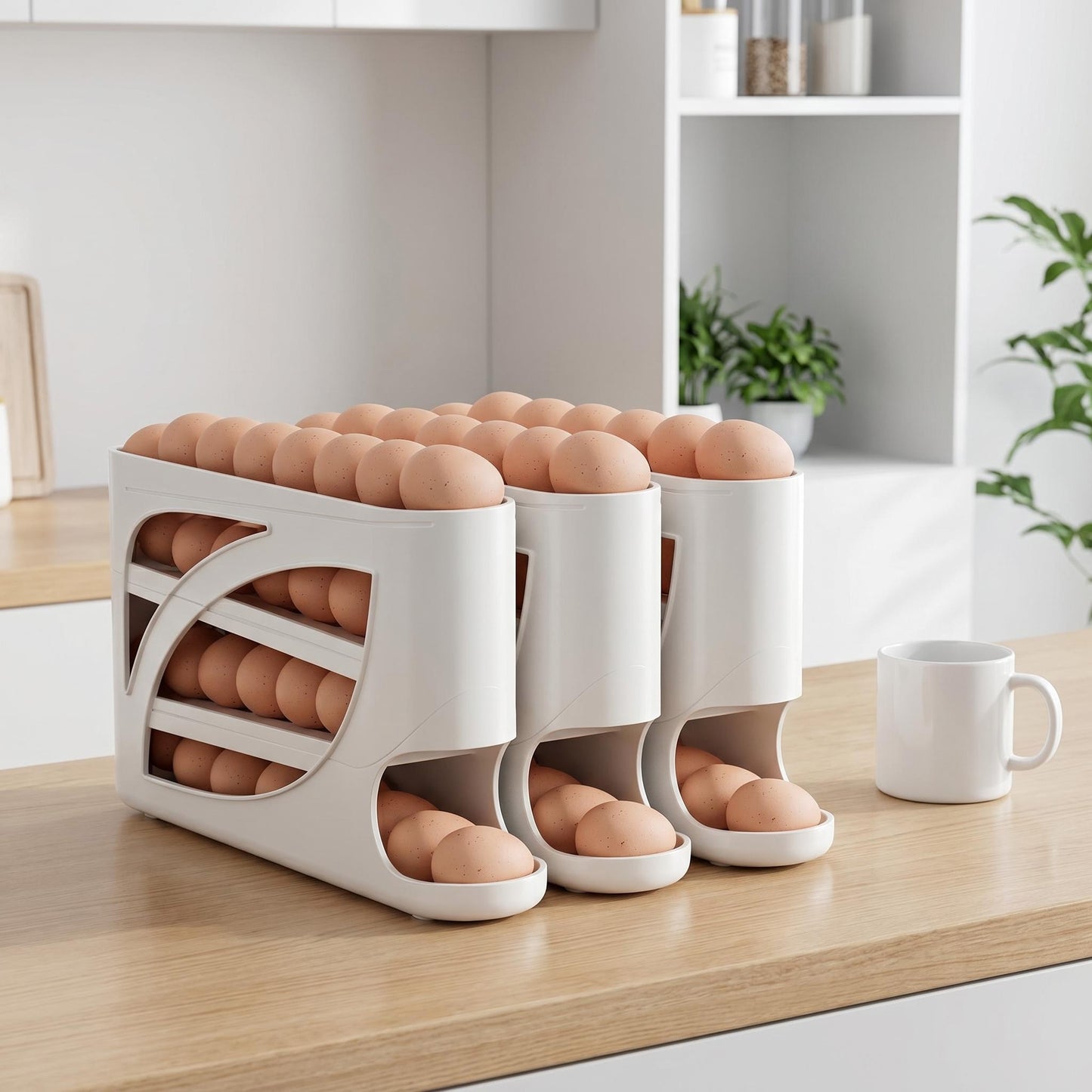🥚🔄Négyemeletes tojástartó, gördülő tojástároló doboz🧊