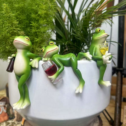 Béka alakú virágcserép-dísz | FROGDEC