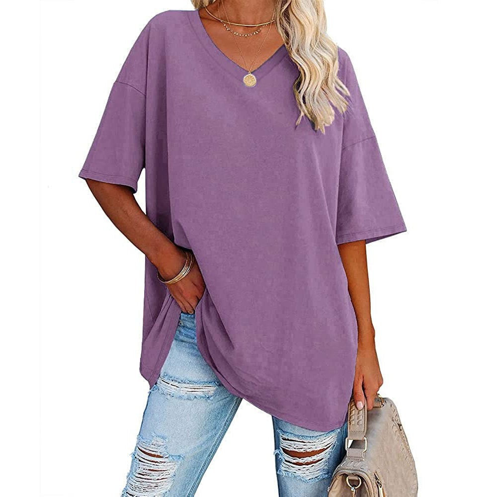 👕 Női, laza, V-nyakú póló