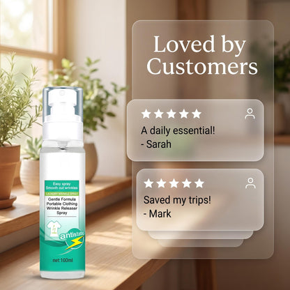 👔✨ Ránctalanító spray – Kíméletes összetételű, vasalás nélkül, egy spricceléssel kisimítja a ráncokat, hordozható kis kiszerelés, utánvéttel