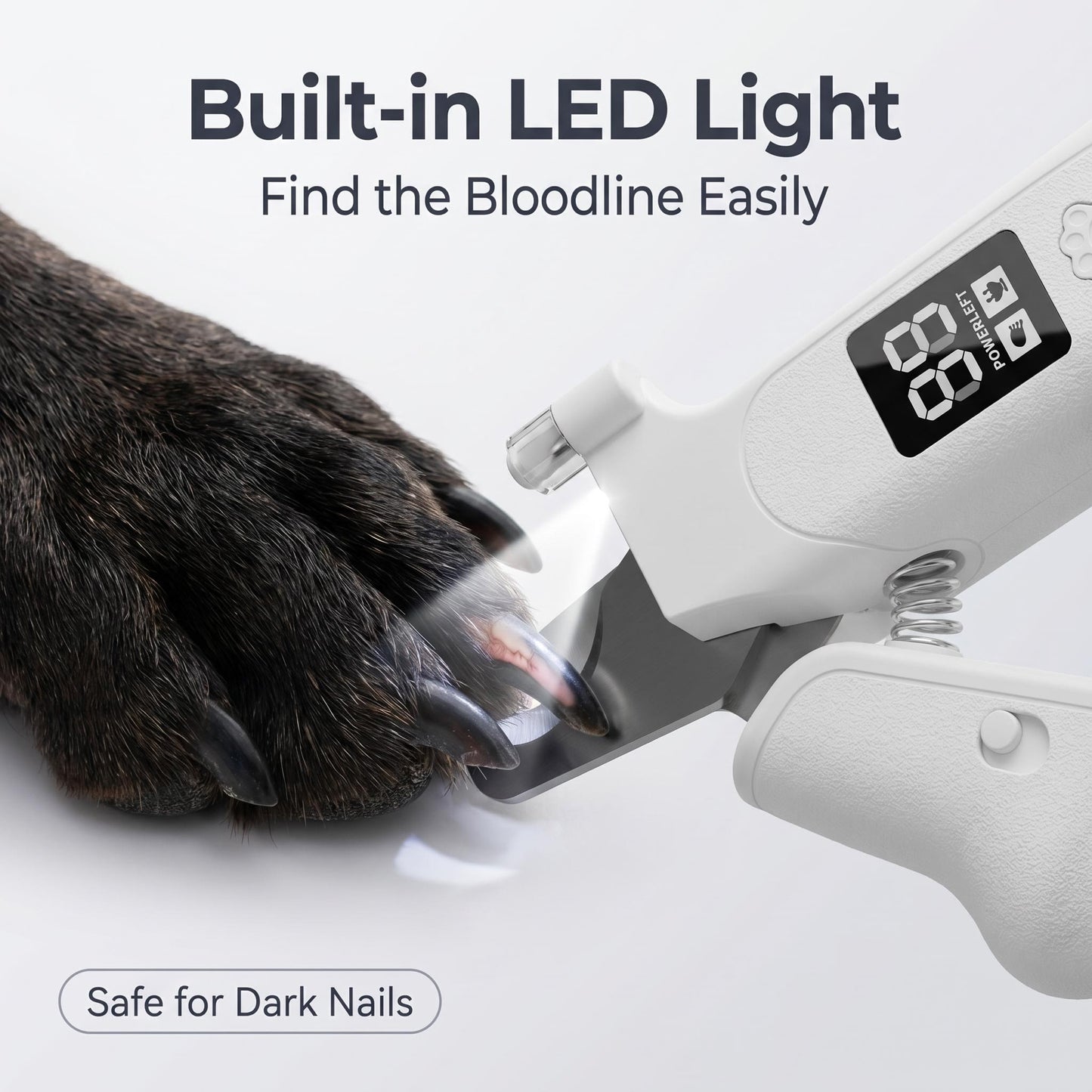 🐾✂️ Intelligens LED-es állat-körömvágó – Erős fényű LED világítja meg a vérvonalat, így a sötét körmök is jól láthatók, USB-ről tölthető, utánvéttel fizethető 💡💪