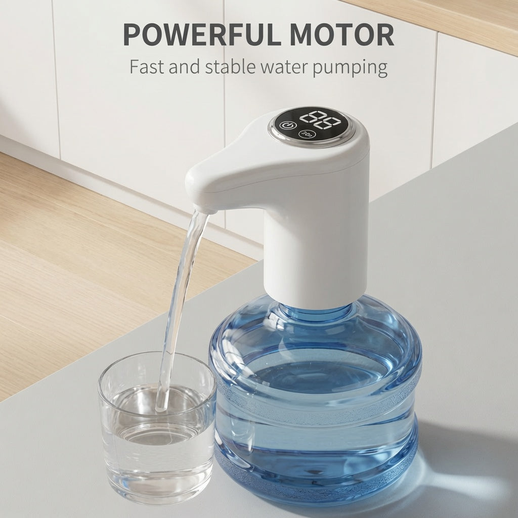 🚰 Otthoni palackos vízhez való automatikus vízszivattyú – USB-ről tölthető, hordozható vízszivattyú; egy gombnyomással adagolható, azonnal használatra kész; hordós vízhez és ásványvízhez egyaránt használható