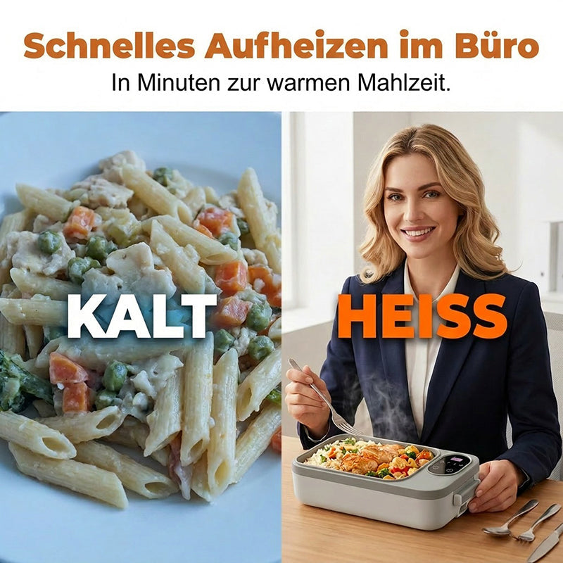 🍱50%-os kedvezmény! ⚡ Hordozható, önmelegítő funkcióval ellátott elektromos ételtartó 🌡️