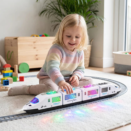 🔥Világítással és zenével ellátott elektromos játékvonat – ajándék gyerekeknek