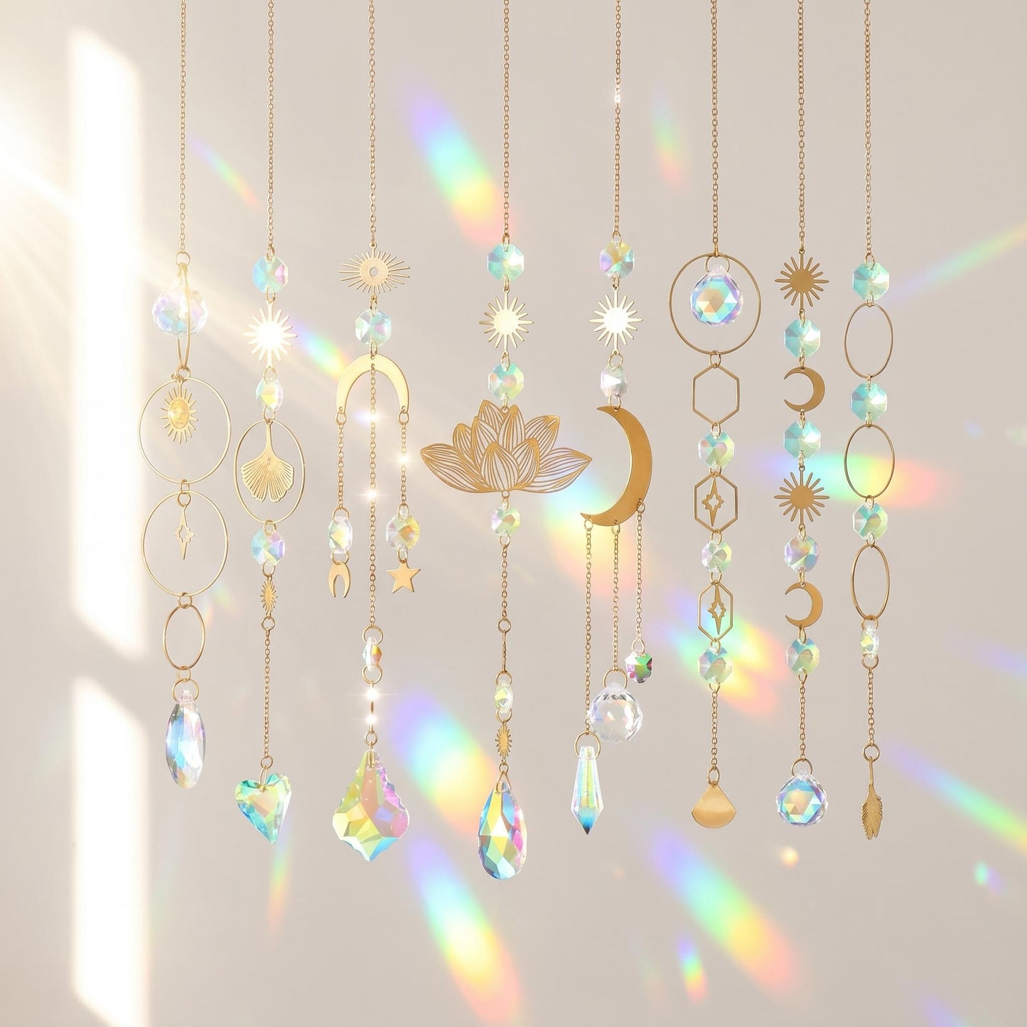 🌈✨Dekoratív napfényfogó kristály medál szett