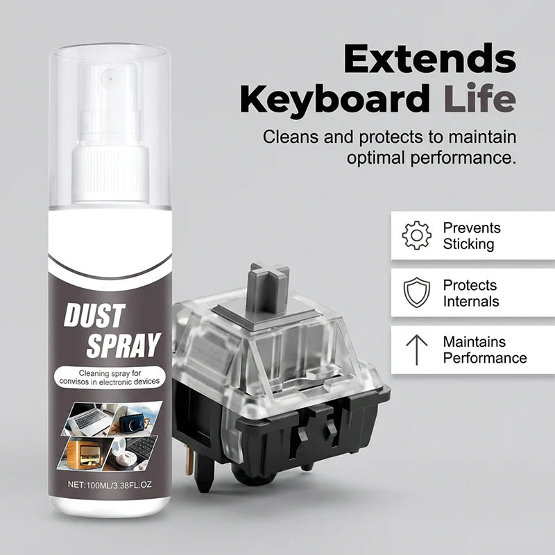 🧼 Tartsd tisztán a billentyűzetedet – kifejezetten billentyűzetekhez kifejlesztett, kíméletes összetételű tisztító spray, finom porlasztással – pénz-visszafizetési garancia 💻