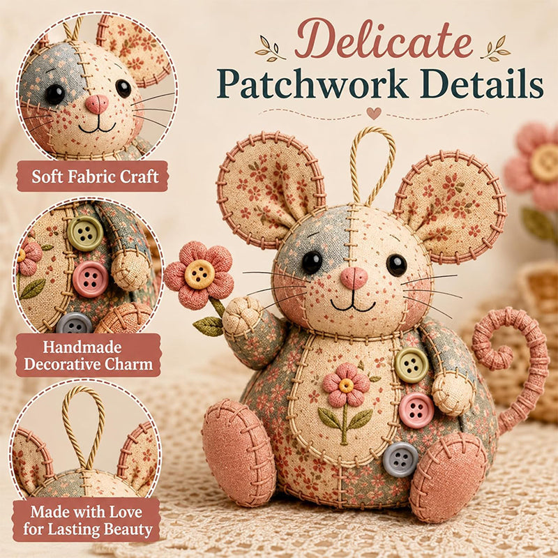 🐭🧵 Patchwork egér DIY varrókészlet – Varrj meg saját kezűleg egy aranyos kis egeret, kezdőként is könnyedén meg tudod csinálni
