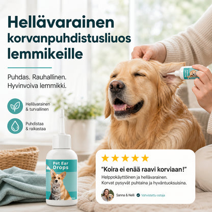 🐱🐶 Háziállatok fülápoló tisztító folyadék puha cseppentőfejjel | PET EAR CLEANER
