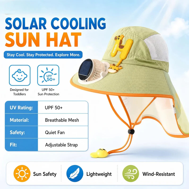 🌞👒 Napenergiával működő ventilátoros sapka – UPF50+ napvédelem + hűsítő szellőzés, a nyári szabadtéri séták „kis légkondicionálója”, utánvéttel