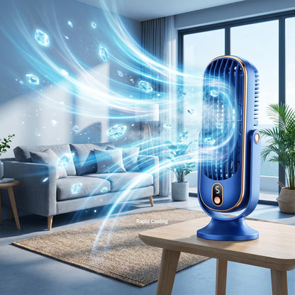 ❄️ Hordozható asztali légkondicionáló ventilátor – Csendes, oldalra forgó hűtőventilátor, 5 sebességfokozattal ☀️