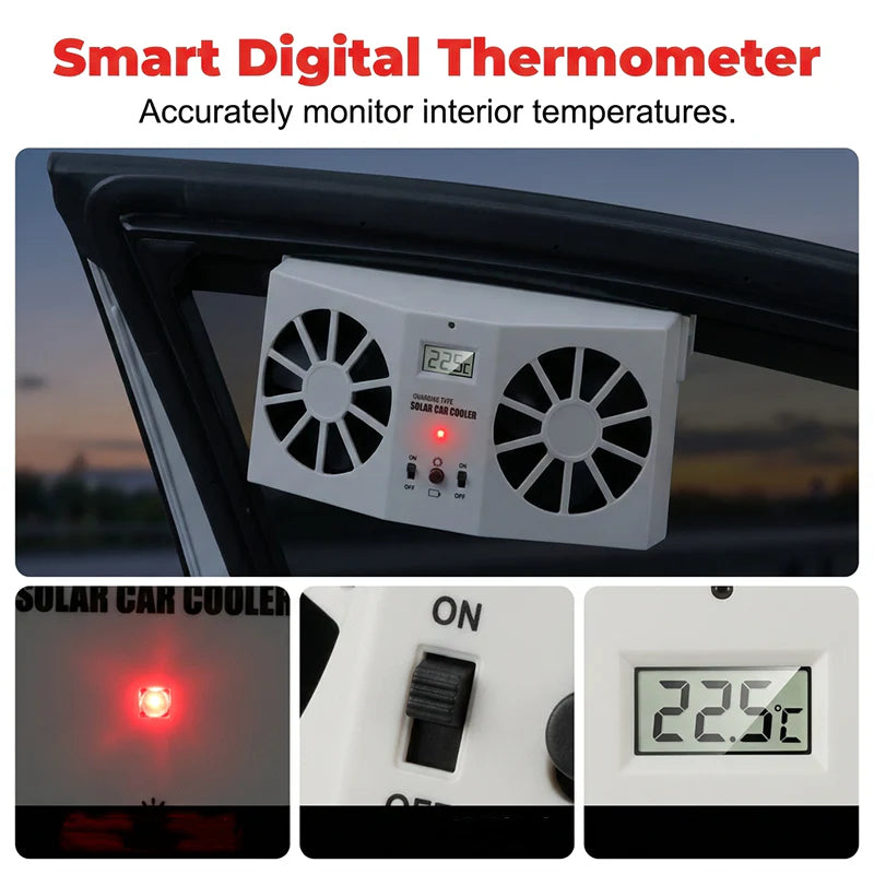 ☀️ Tartsa hűvösen kedvenc autóját – automatikus, hőmérséklet-kijelzős napenergiás szellőzőventilátor – utánvéttel 🚗💨