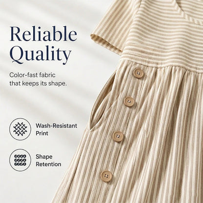 Kényelmes női csíkos hétköznapi ruha | DRESS