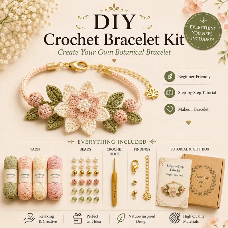 🌿A természet ihlette DIY horgolt karkötő-készlet