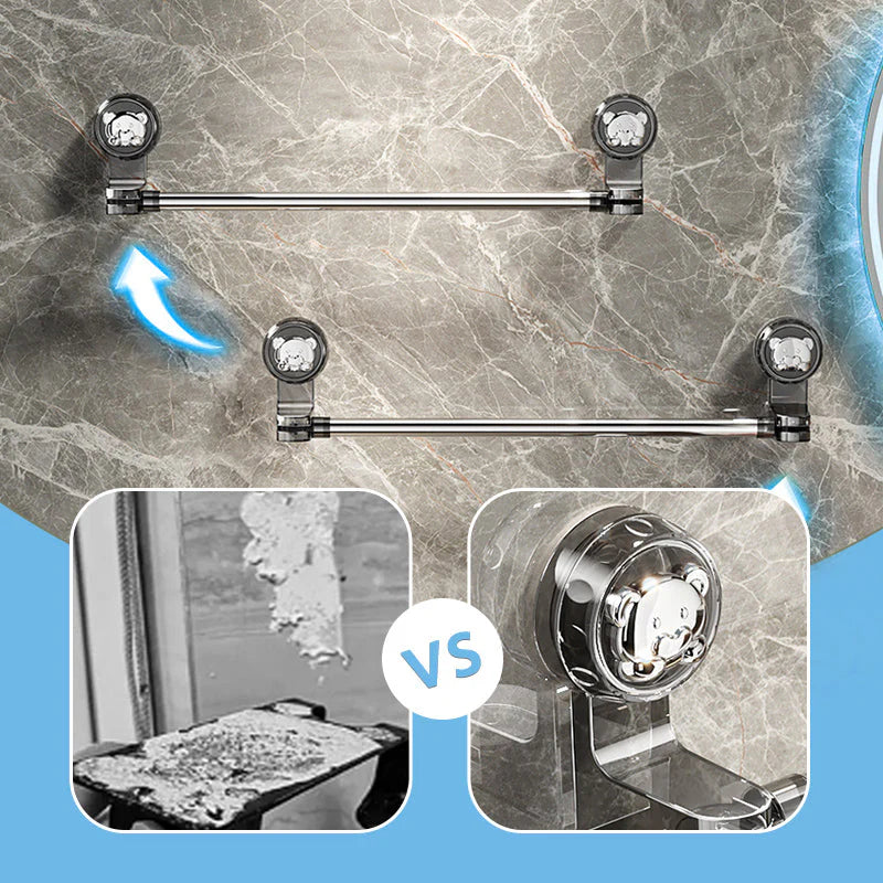 🚿🔩 Állítható törülközőtartó tapadókoronggal – Fúrás nélkül · Erős tapadás · Hosszúság állítható | Fürdőszoba/konyha/bérlőknek elengedhetetlen