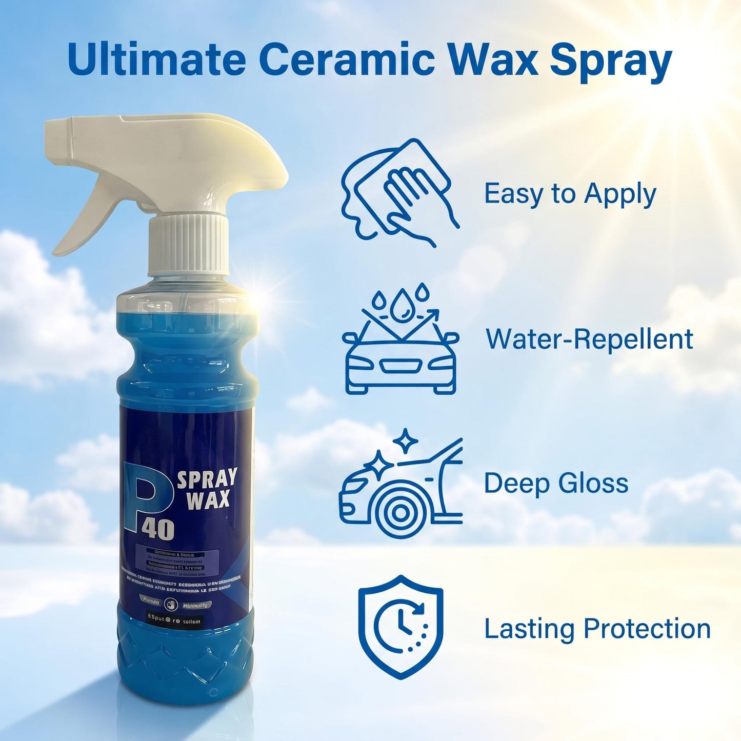 🚗 Autóápoló folyékony viasz spray – kerámia-alapú összetétel, vízlepergető fény – utánvéttel ✨