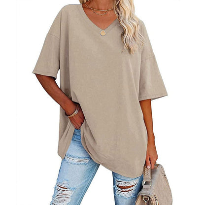 👕 Női, laza, V-nyakú póló