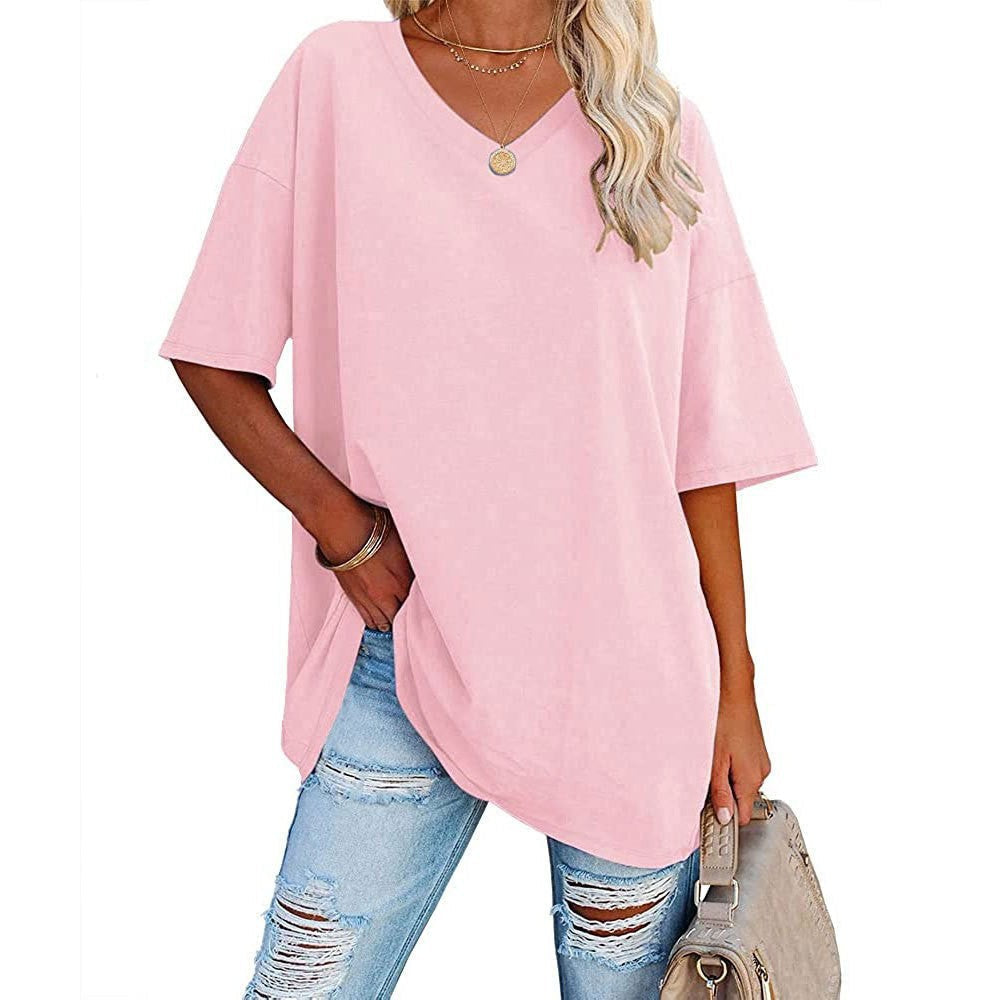 👕 Női, laza, V-nyakú póló