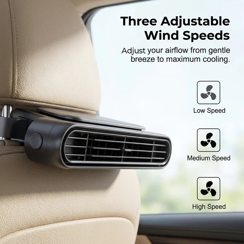 🚗 Frissesség az utazás során – Tölthető autóülés-hűtőventilátor, három sebességfokozat – Utánvéttel is megrendelhető 💨❄️