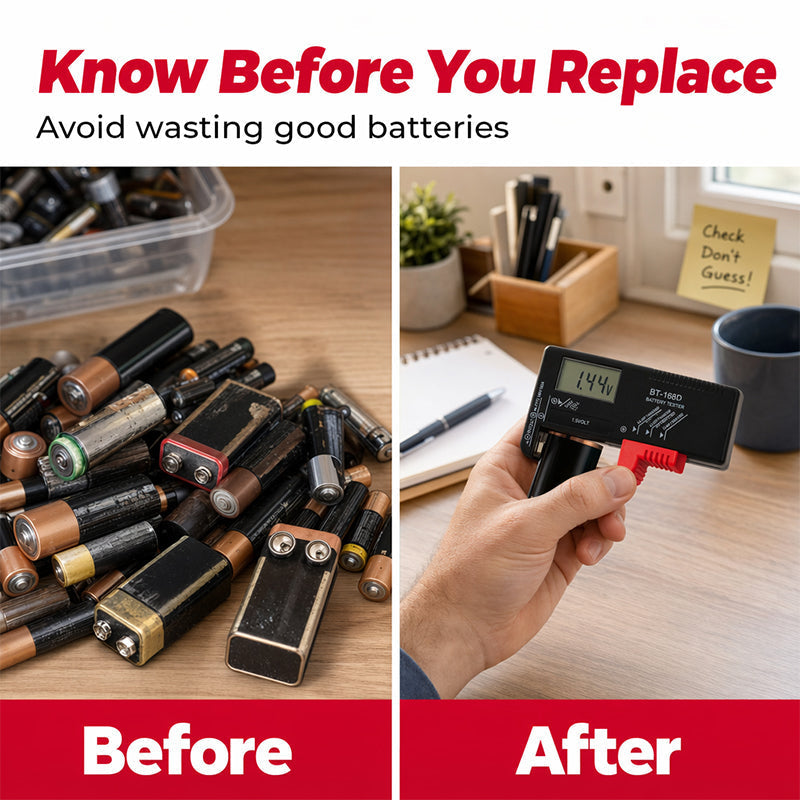 Hordozható digitális akkumulátor állapot ellenőrző műszer AA/AAA/9V elemekhez | BATTERY TESTER