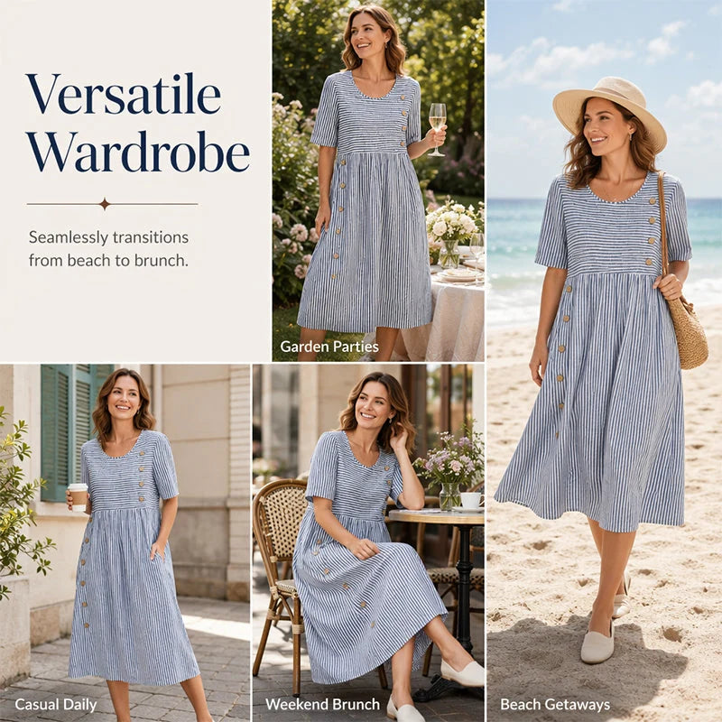Kényelmes női csíkos hétköznapi ruha | DRESS