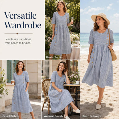 Kényelmes női csíkos hétköznapi ruha | DRESS