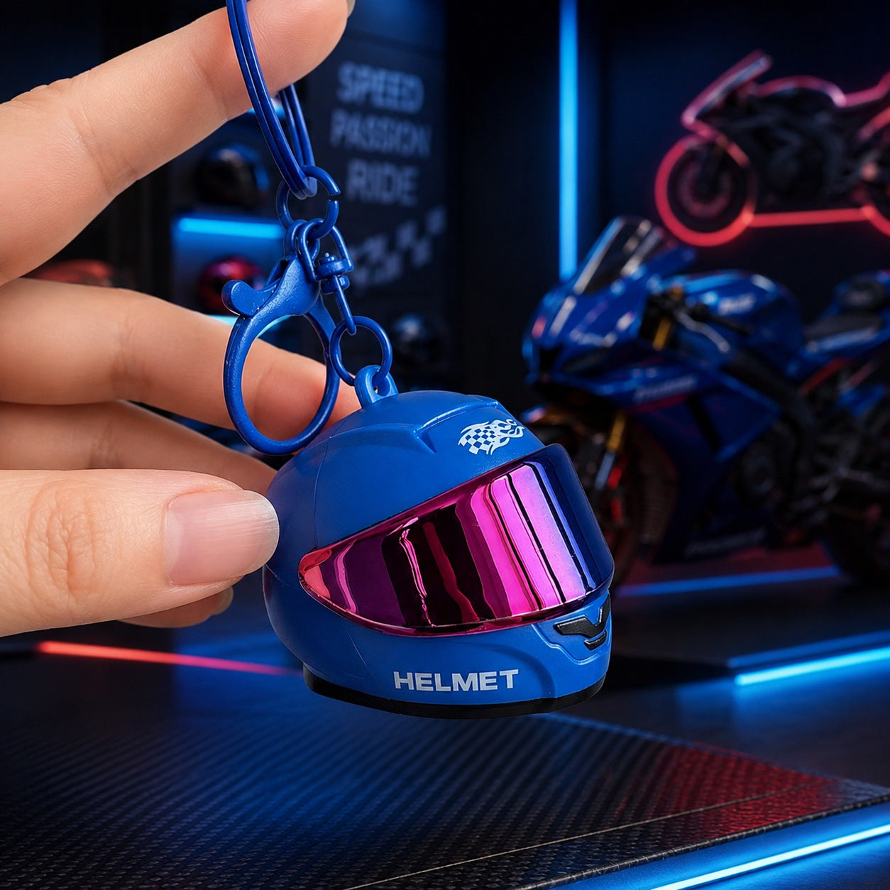 🏍️Eredeti mini motoros sisakos kulcstartó