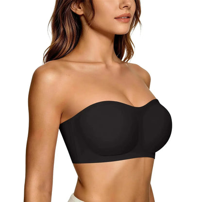 💞Női vállpánt nélküli melltartók, push-up bandeau melltartók, csúszásmentes, merevítő nélküli, támasztó, párnázott melltartók, varratmentes, kényelmes csőmelltartók