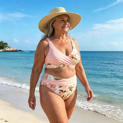 🌸 Magas Dereki mintás bikini: kiemeli az alakot – raktárról azonnal elérhető! 👙
