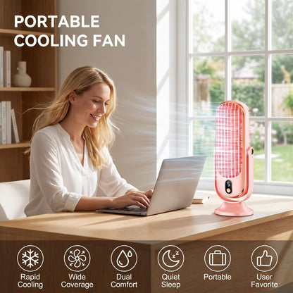 ❄️ Hordozható asztali légkondicionáló ventilátor – Csendes, oldalra forgó hűtőventilátor, 5 sebességfokozattal ☀️