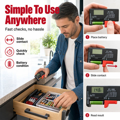 Hordozható digitális akkumulátor állapot ellenőrző műszer AA/AAA/9V elemekhez | BATTERY TESTER