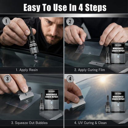Otthoni autóüveg javító szett UV-keményedő gyantával | GLASS REPAIR KIT
